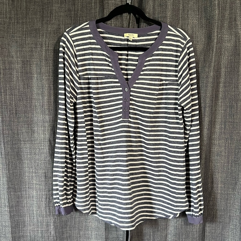 Kori America blue striped Henley size large